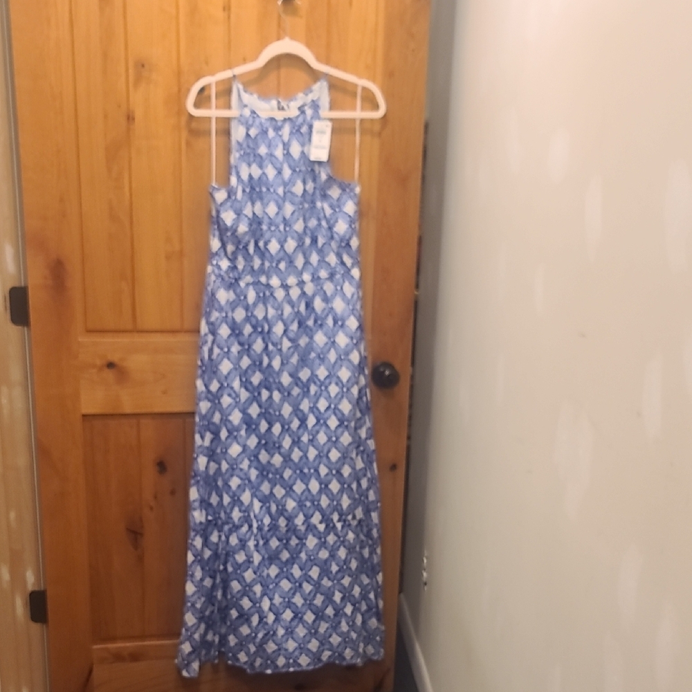 INC International Concepts Blue and White Maxi Dress